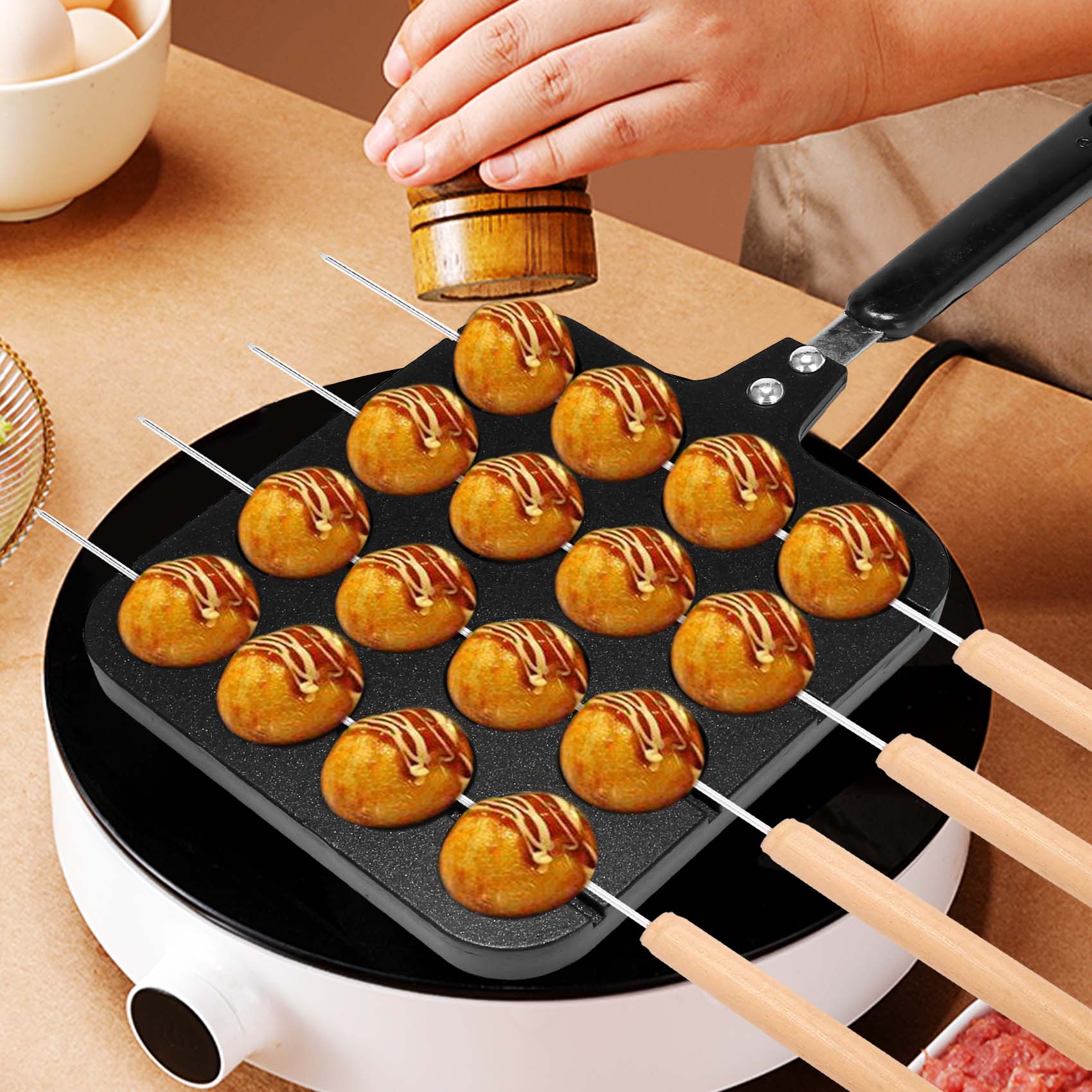 16 Holes Aluminum Takoyaki Mak - Takoyaki Grill Plate 评论和价格