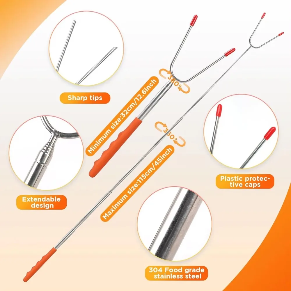 5/6/10pcs Telescopic BBQ Forks - Hot Dog Press 评论和价格