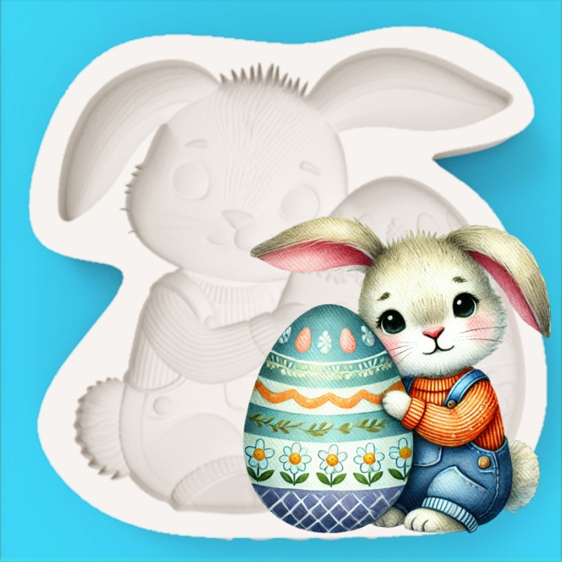 Easter Egg-Holding Bunny Silic - Bunny Cake Mold 评论和价格